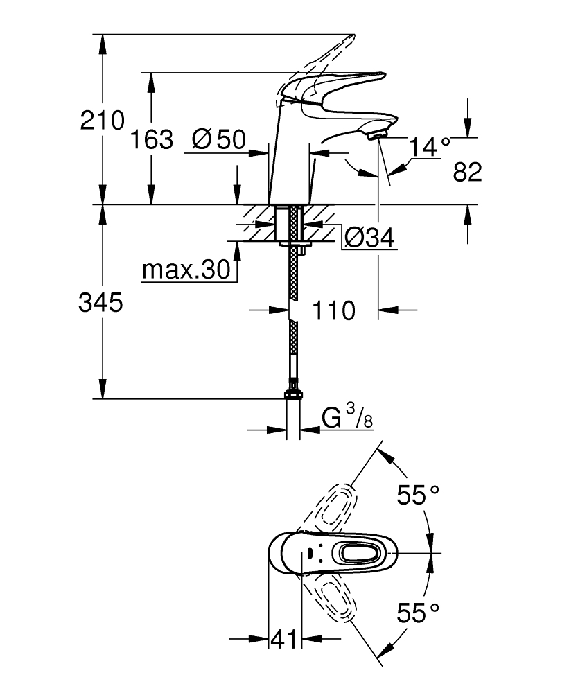 Grohe Eurostyle Tek Kumandalı Lavabo Bataryası
S-Boyut - 32468003 - 3
