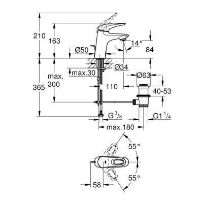 Grohe Eurostyle Tek Kumandalı Lavabo Bataryası
S-Boyut - 33558003 - 2