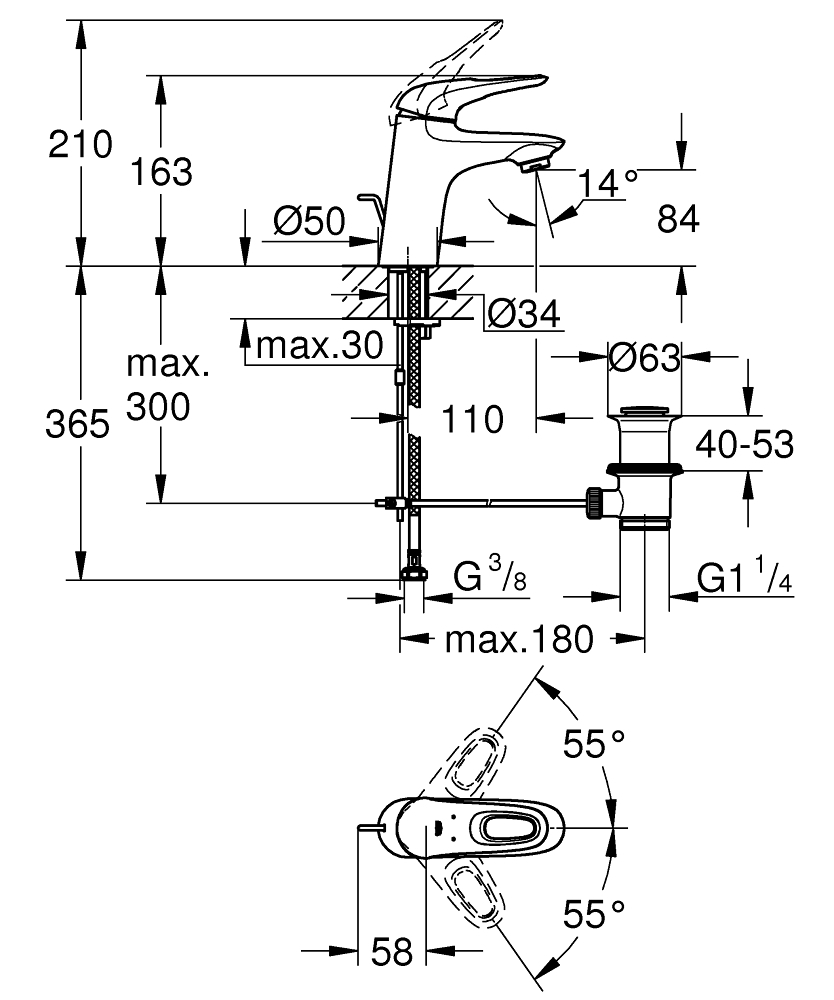 Grohe Eurostyle Tek Kumandalı Lavabo Bataryası
S-Boyut - 33558003 - 3