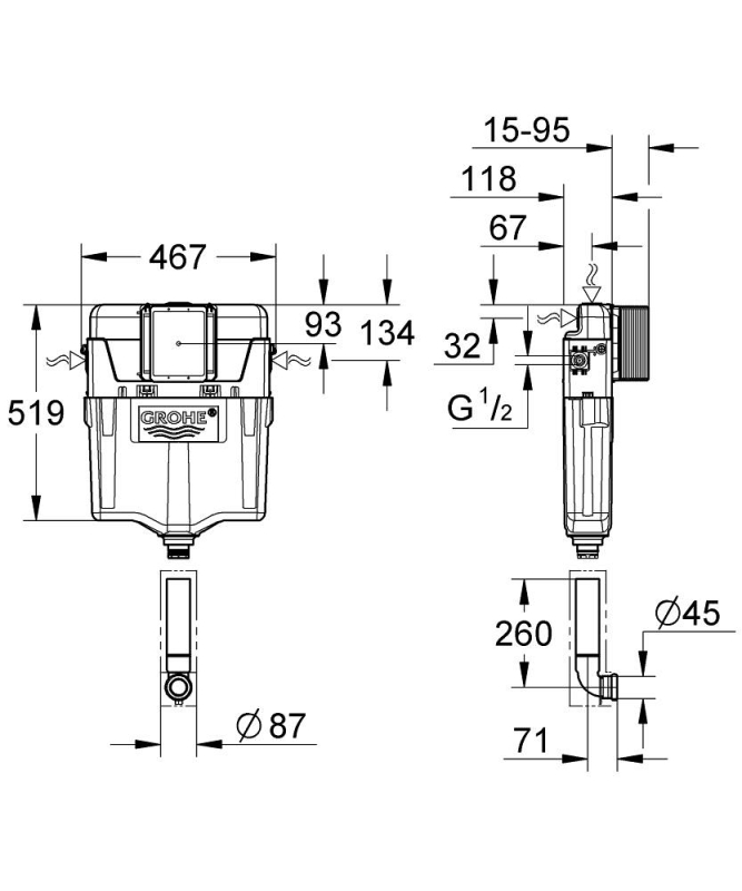 Grohe Gd 2 Gömme Rezervuar - 38661000 - 4