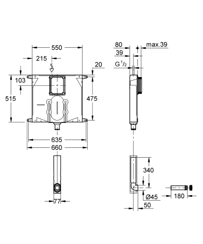 Grohe Gömme Rezervuar 6-9 l 1,13 m Pnomatik - 38986000 - 3