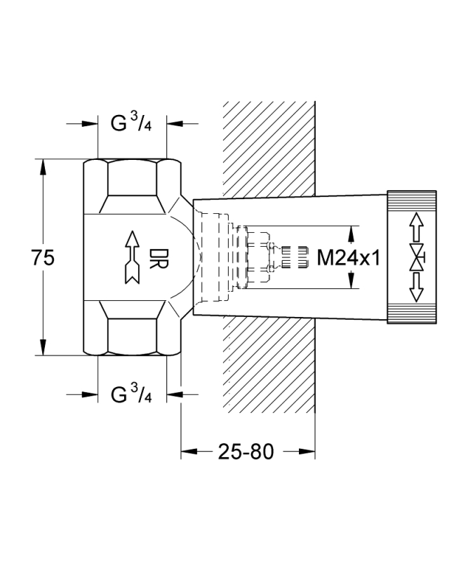 Grohe Gömme Valf 3/4
