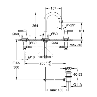 Grohe Grandera 3 Delikli Lavabo Bataryası 1/2