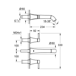 Grohe Grandera 3 Delikli Lavabo Bataryası 1/2