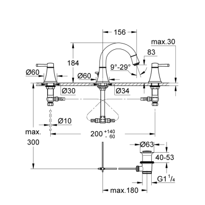 Grohe Grandera 3 Delikli Lavabo Bataryası 1/2