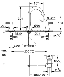 Grohe Grandera 3 Delikli Lavabo Bataryası L-Boyut - 20619IG0 - 4