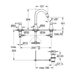 Grohe Grandera 3 Delikli Lavabo Bataryası, Sifon Kumandalı, Bakır - 20619da0 - 2