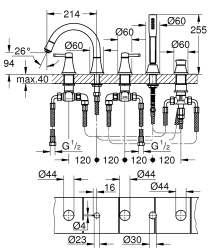 Grohe Grandera 5 Delikli Küvet Bataryası - 29415IG0 - 4