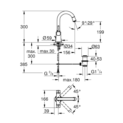 Grohe Grandera Tek Delikli Lavabo Bataryası 1/2