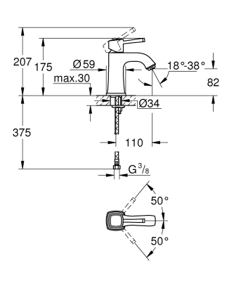 Grohe Grandera Tek Kumandalı Lavabo Bataryası M-Boyut - 24370000 - 4