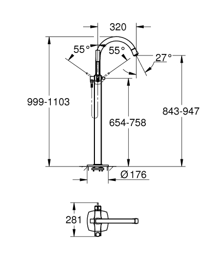Grohe Grandera Yerden Küvet Bataryası - 24375IG0 - 3