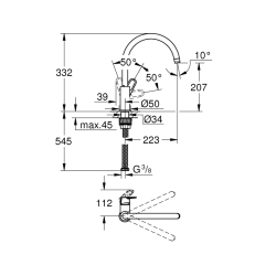 Grohe Grohe Bauflow Tek Kumandalı Eviye Bataryası - 31538001 - 2