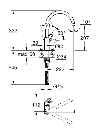 Grohe Grohe Bauflow Tek Kumandalı Eviye Bataryası - 31538001 - 4