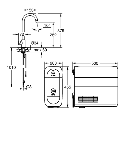Grohe Grohe Blue Home C - Spout Starter Kit With Mono Faucet - 31498AL1 - 3
