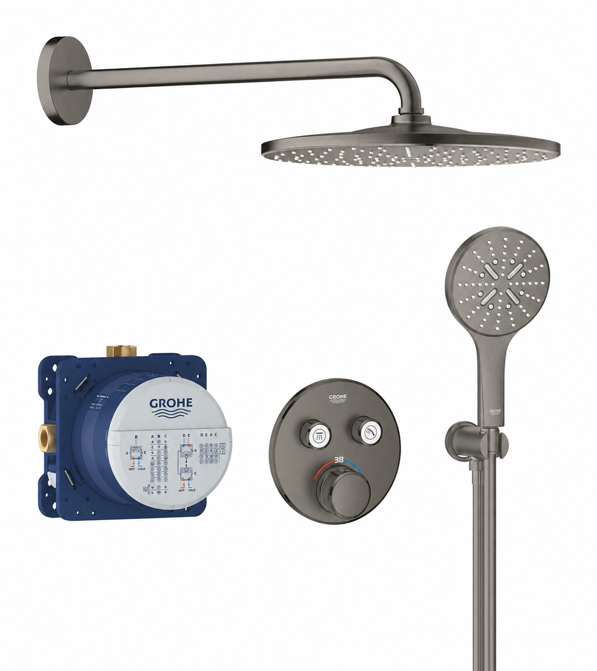 Grohe Grohtherm SmartControl Çift valfli akış kontrollü, Seti Fırçalı Grafit - GROHE