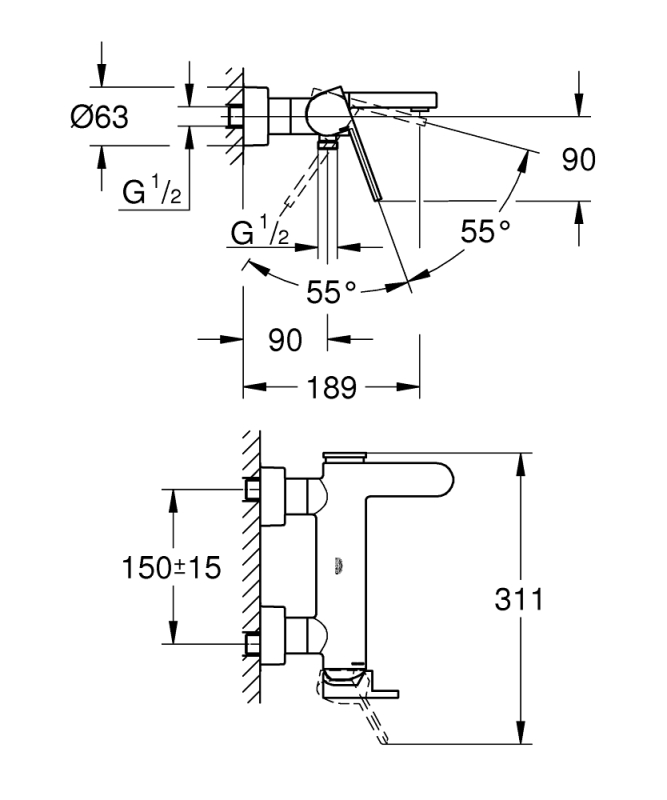 Grohe Grohe Plus Tek Kumandalı Banyo Bataryası - 33553003 - 3