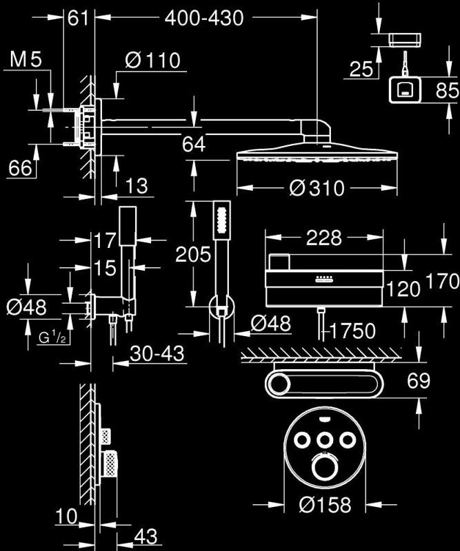 GROHE GROHE SmartControl Purefoam — Concealed shower system #1058120000 - 4
