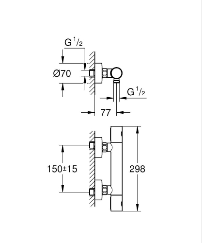 Grohe Grohtherm 1000 Cosmopolitan M Termostatik Duş Bataryası - 34065A02 - 3