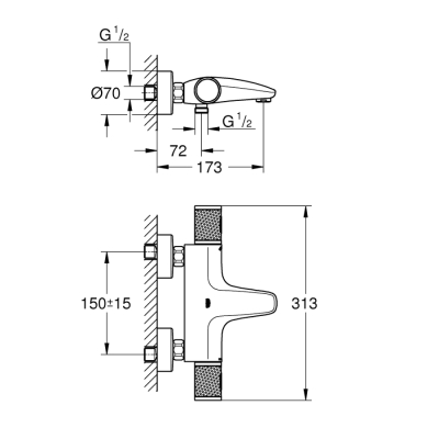 Grohe Grohtherm 1000 Performance Termostatik Banyo Bataryası - 34779000 - 1