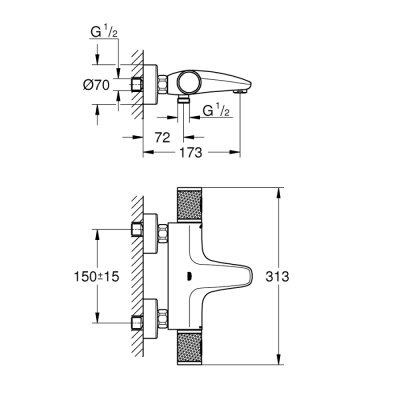 Grohe Grohtherm 1000 Performance Termostatik Banyo Bataryası - 34779000 - 1