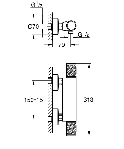 Grohe Grohtherm 1000 Performance Termostatik Duş Bataryası - 34827KF0 - 4