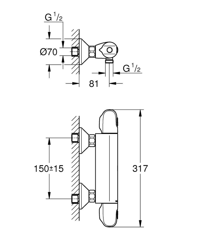 Grohe Grohtherm 1000 Termostatik Duş Bataryası (348142433) - 4