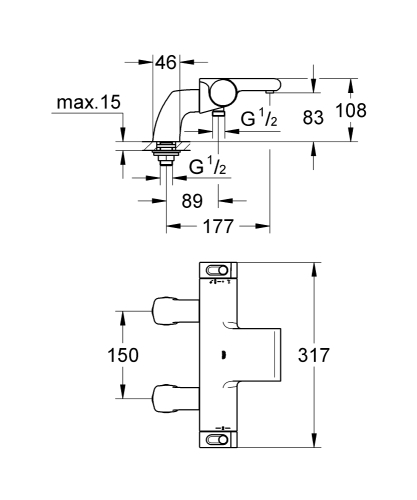 Grohe Grohtherm 2000 Termostatik Banyo Bataryası - 34176001 - 3