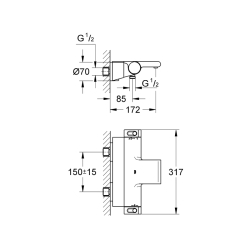 Grohe Grohtherm 2000 Termostatik Banyo Bataryası - 34464001 - 2