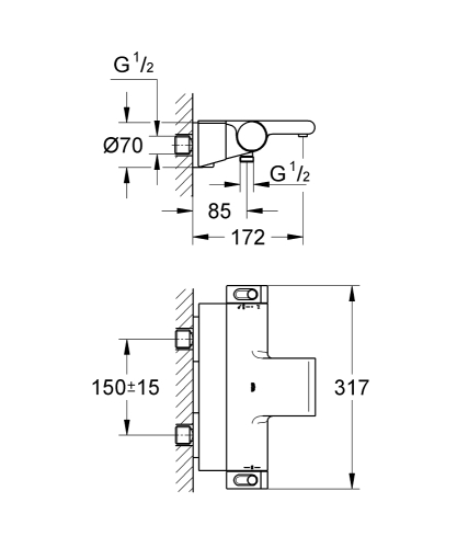 Grohe Grohtherm 2000 Termostatik Banyo Bataryası - 34464001 - 3