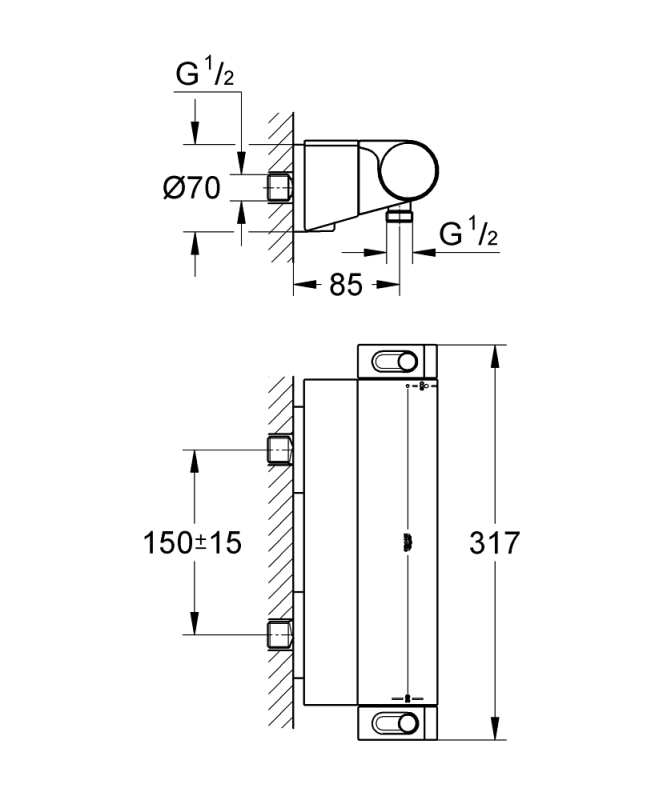 Grohe Grohtherm 2000 Termostatik Duş Bataryası - 34469001 - 3