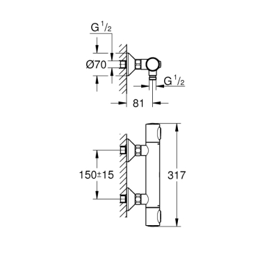 Grohe Grohtherm 500 Termostatik Duş Bataryası - 34793000 - 2