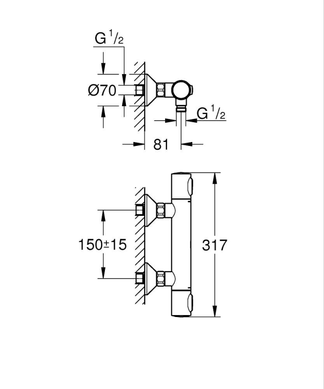 Grohe Grohtherm 500 Termostatik Duş Bataryası (347932430) - 4