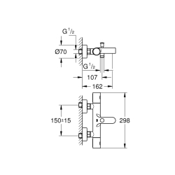 Grohe Grohtherm 800 Cosmopolitan Termostatik Banyo Bataryası - 34766000 - 1