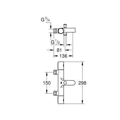 Grohe Grohtherm 800 Cosmopolitan Termostatik Banyo Bataryası - 34770000 - 2