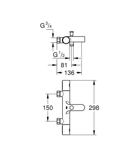 Grohe Grohtherm 800 Cosmopolitan Termostatik Banyo Bataryası - 34770000 - 3