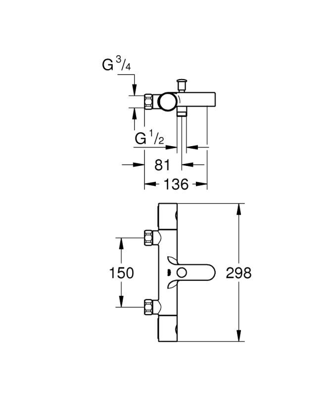 Grohe Grohtherm 800 Cosmopolitan Termostatik Banyo Bataryası - 34770000 - 3