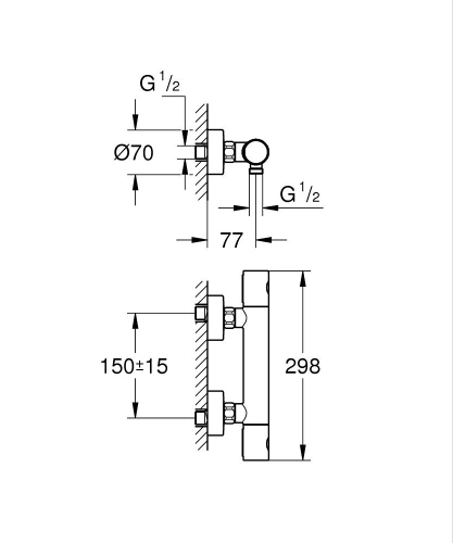 Grohe Grohtherm 800 Cosmopolitan Termostatik Duş Bataryası - 34765000 - 4