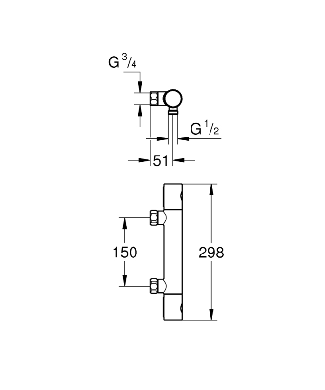 Grohe Grohtherm 800 Cosmopolitan Termostatik Duş Bataryası - 34767000 - 3