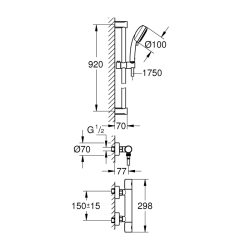 Grohe Grohtherm 800 Cosmopolitan Termostatik Duş Sistemi 1/2