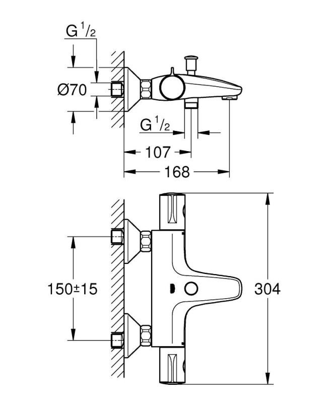 Grohe Grohtherm 800 Termostatik Banyo Bataryası (1022032430) - 4