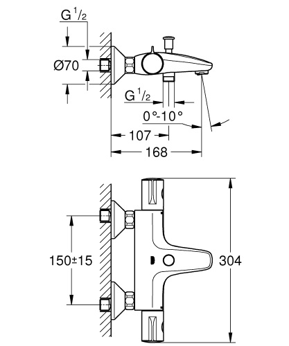 Grohe Grohtherm 800 Termostatik Banyo Bataryası - 34576000 - 3