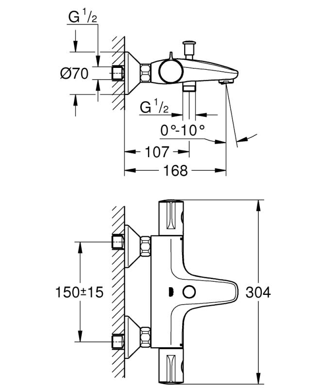 Grohe Grohtherm 800 Termostatik Banyo Bataryası - 34576000 - 3