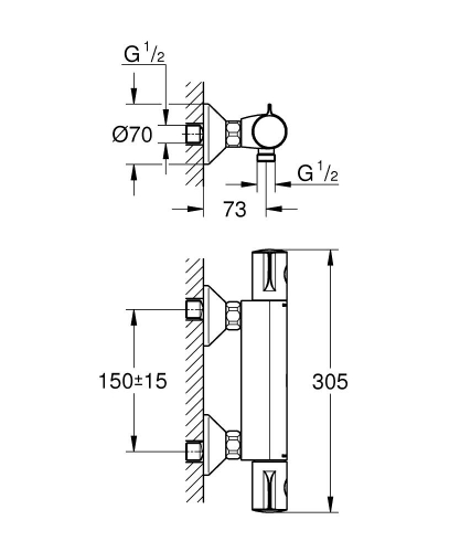Grohe Grohtherm 800 Termostatik Duş Bataryası - 34558000 - 3