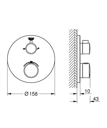 Grohe Grohtherm Çift Yönlü Ankastre Termostatik Banyo Bataryası - 24077000 - 4