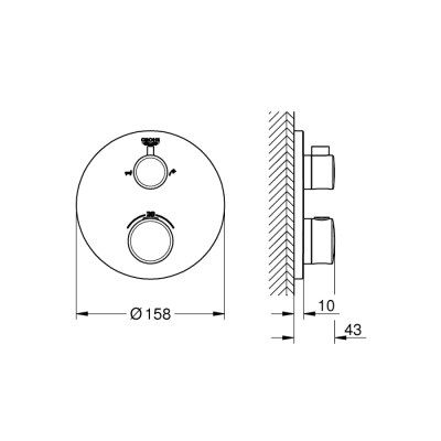 Grohe Grohtherm Çift Yönlü Ankastre Termostatik Banyo Bataryası - 24077000 - 2