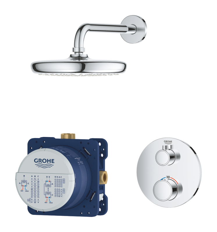Grohe Grohtherm Duş Seti, Tempesta 210 Tepe Duşu İle - 34726000 - 3