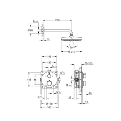 Grohe Grohtherm Duş Seti, Tempesta 210 Tepe Duşu İle - 34726000 - 2