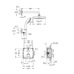 Grohe Grohtherm Duş Seti, Tempesta 210 Tepe Duşu İle - 34729000 - 2