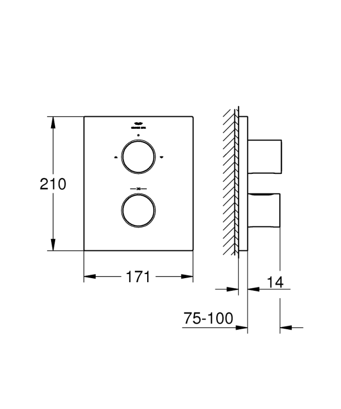 Grohe Grohtherm F 2 Yollu Yön Değiştiricili Banyo Bataryası - 27618000 - 3