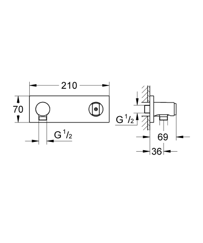 Grohe Grohtherm F Duvar üstü duş askısı ve duş çıkış dirseği seti - 26878000 - 3
